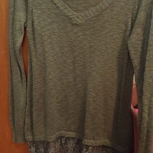 Light weight sheer lace bottom sweater